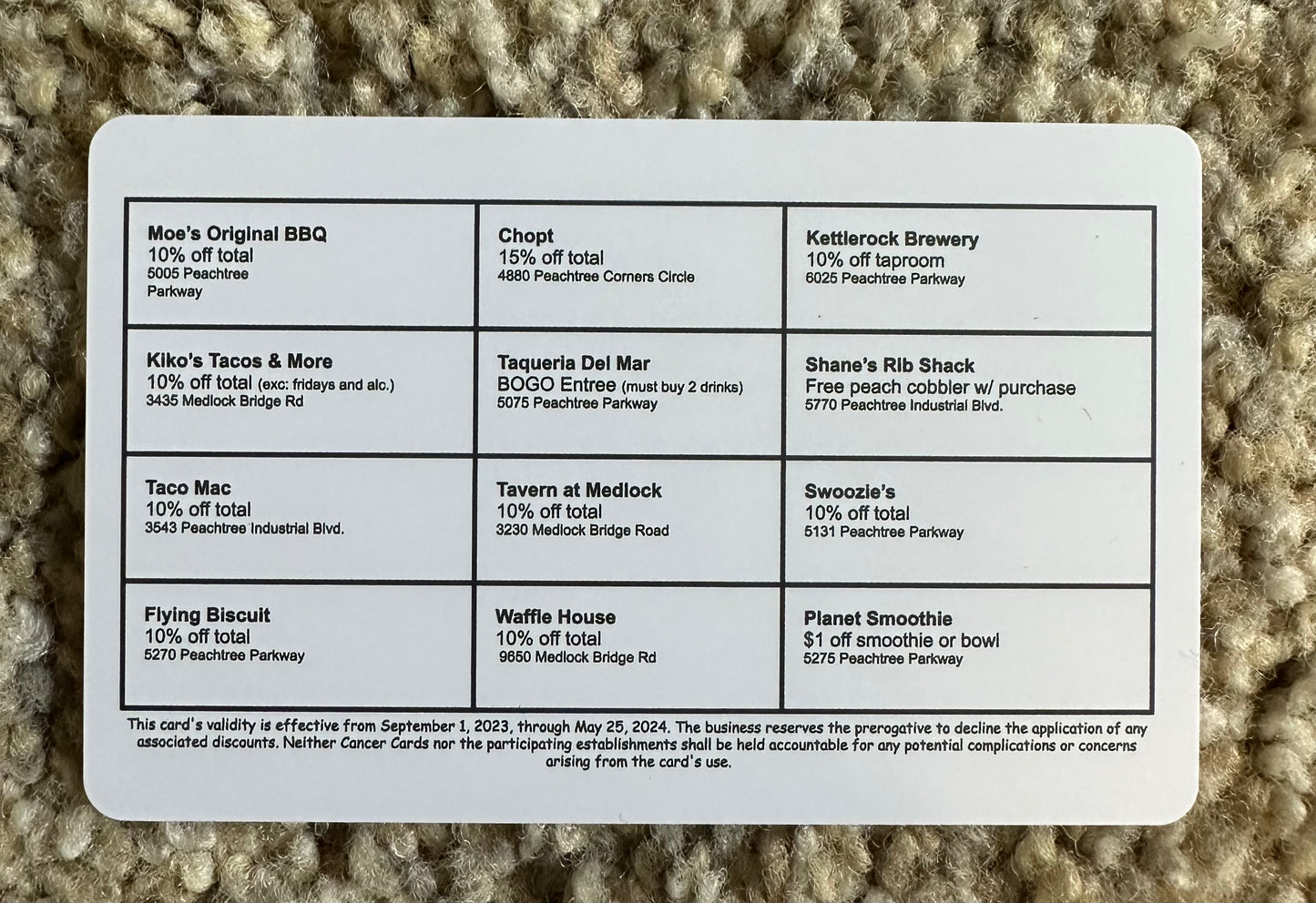 Peachtree Corners Cancer Discount Card