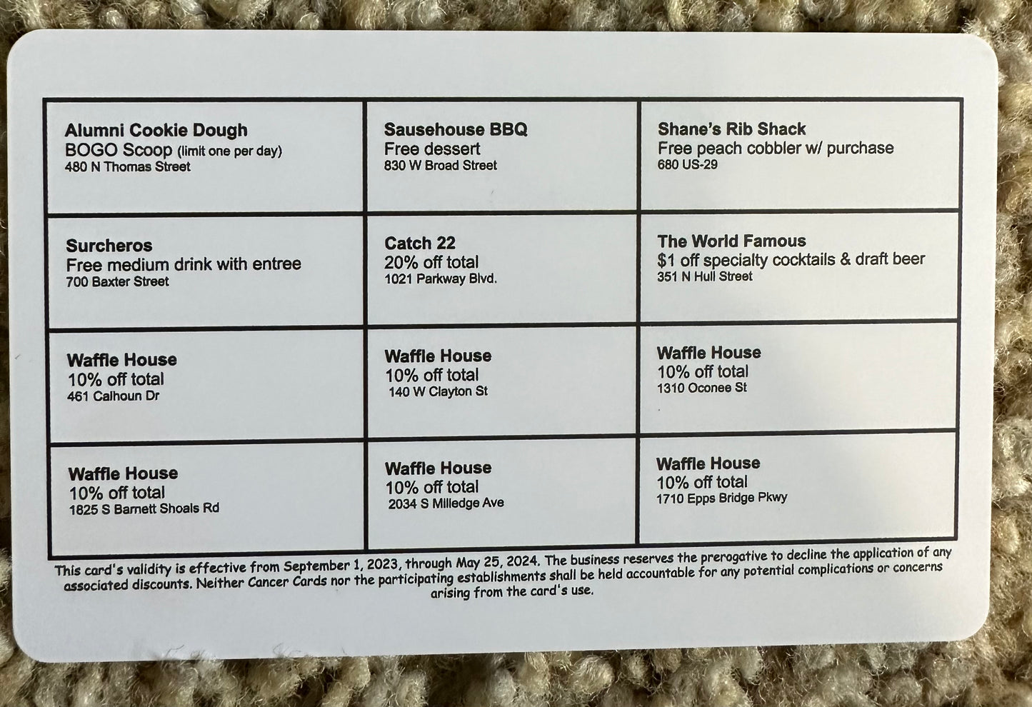 Athens Cancer Discount Card